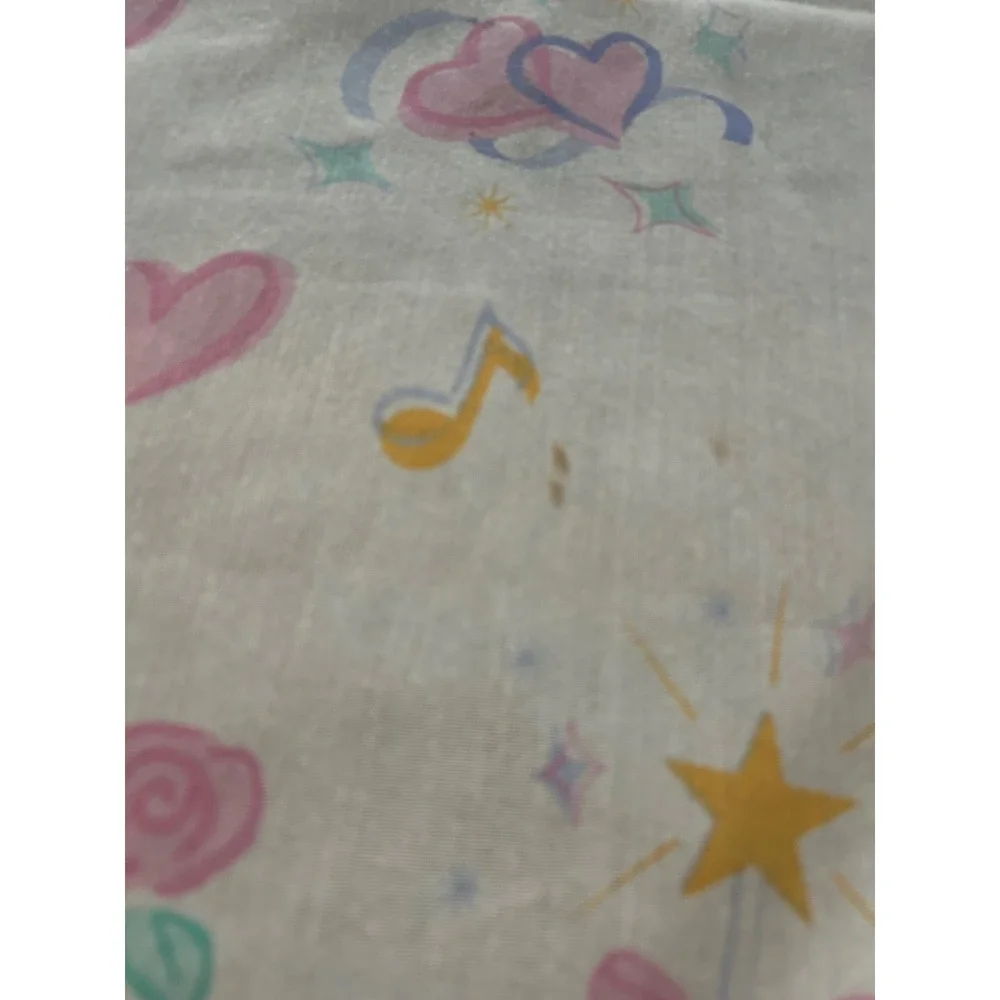 Vintage Barbie Twin Flat Sheet The Bibb Company 90s Pink Floral Hearts USA Made